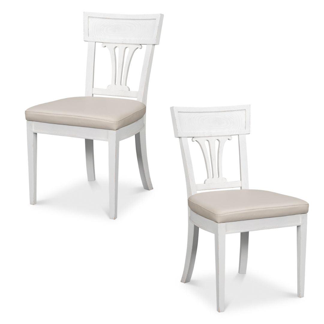 Sedia da pranzo con schienale ad arpa bianco - Set di 2
