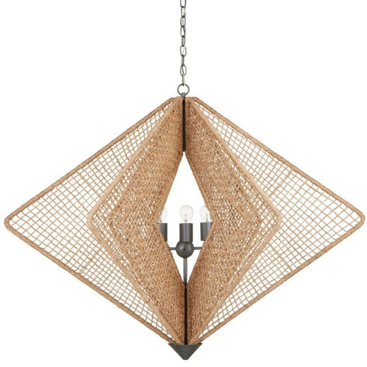 Lampadario a forma di diamante in corda di abaca