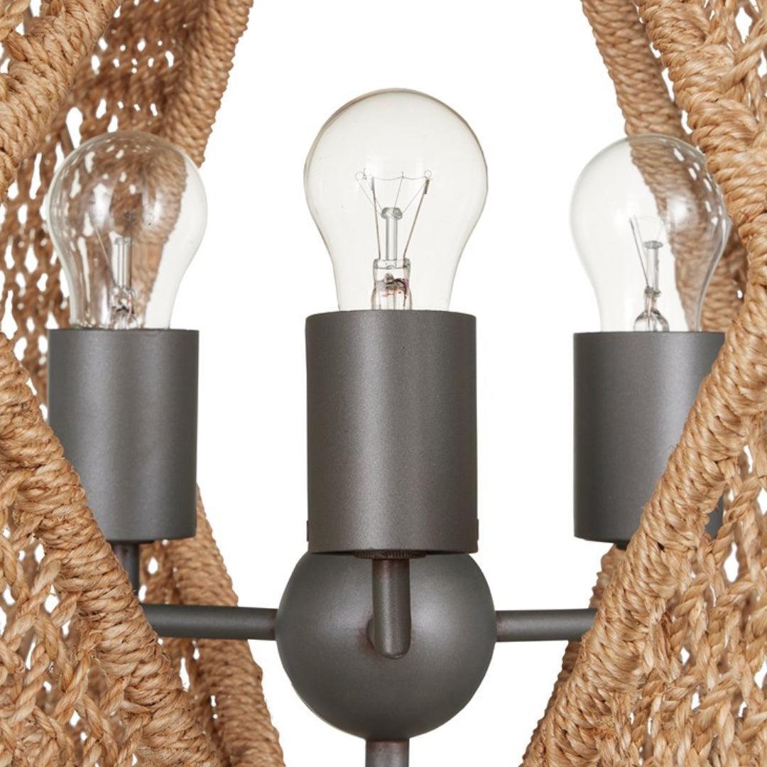 Lampadario a forma di diamante in corda di abaca