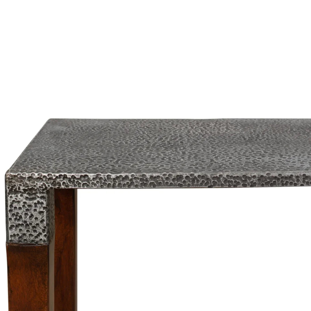 Tavolo da consolle moderno con piano in ferro antico