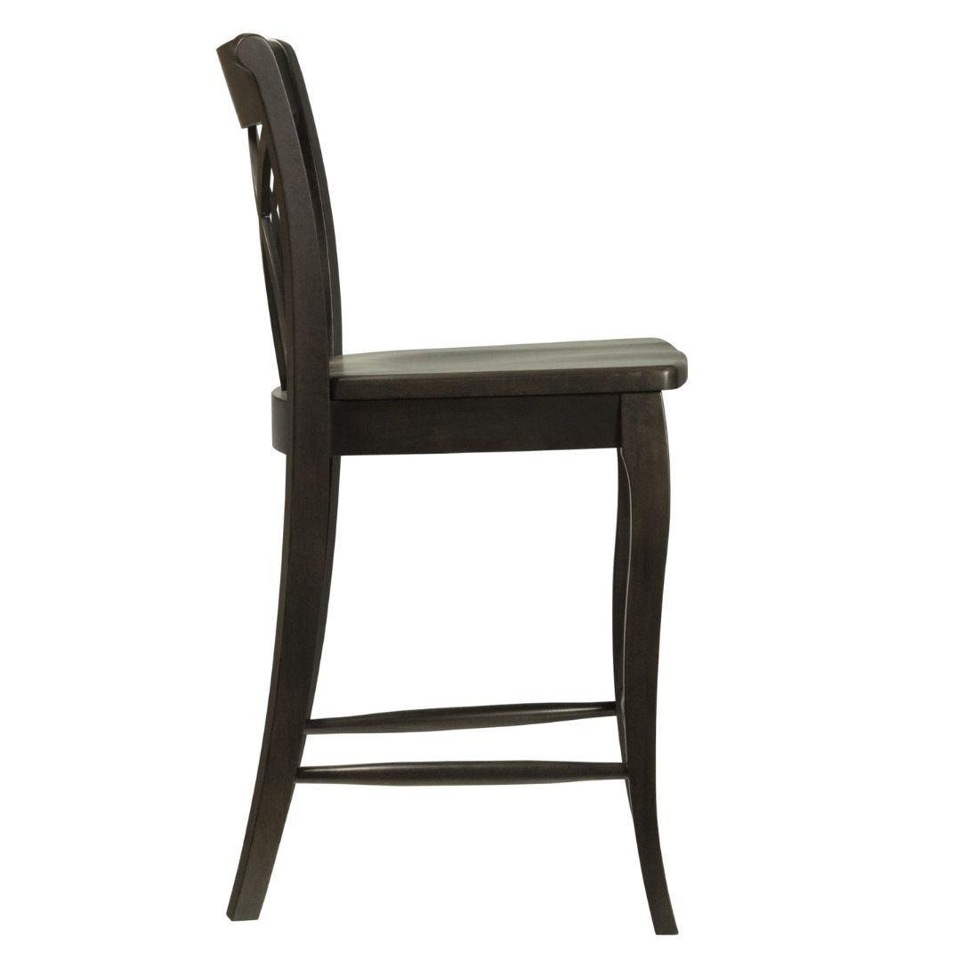 Sgabello da bar in legno massello con schienale a doppia X