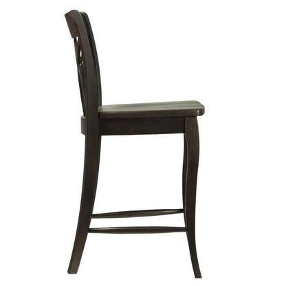 Sgabello da bar in legno massello con schienale a doppia X