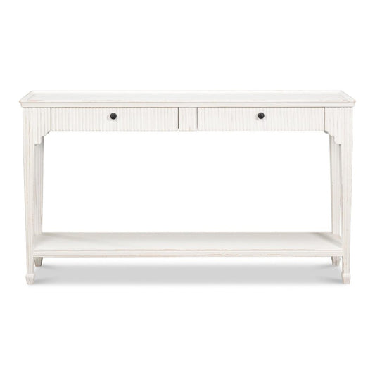 Tavolo consolle di transizione a coste bianche