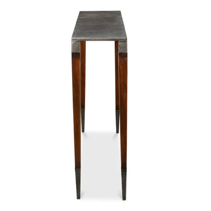 Tavolo da consolle moderno con piano in ferro antico