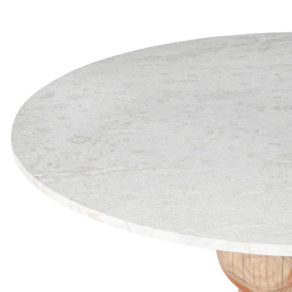 Tavolo con piedistallo in legno di mango e piano in marmo