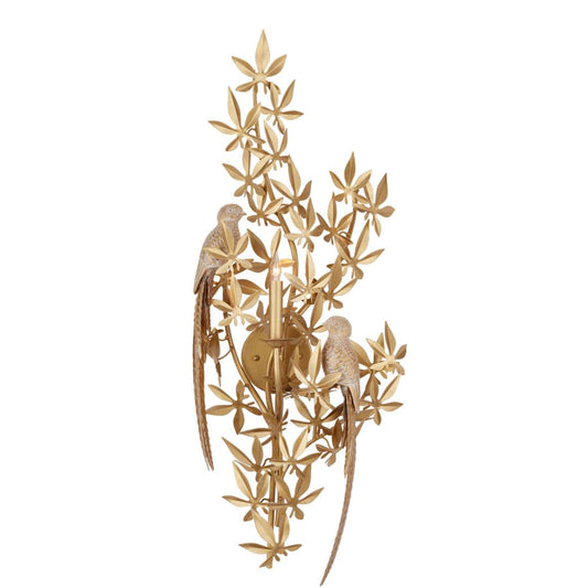 Applique con uccellini appollaiati in oro svedese