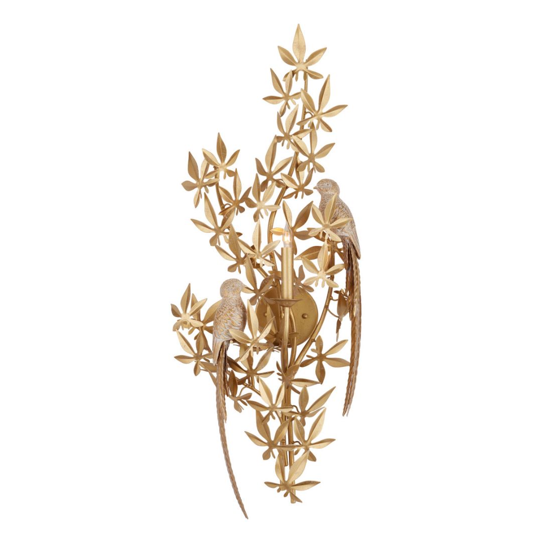 Applique con uccellini appollaiati in oro svedese