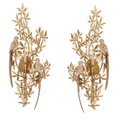 Applique con uccellini appollaiati in oro svedese