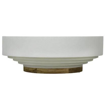 Tavolino da caffè rotondo per esterni Tambor bianco