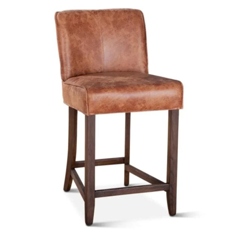 Sgabello rustico in vera pelle Carmel