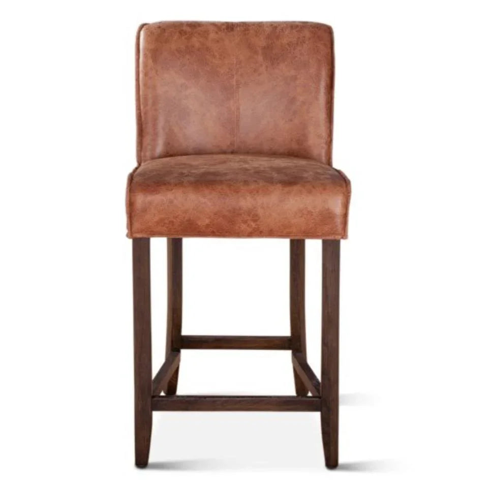 Sgabello rustico in vera pelle Carmel