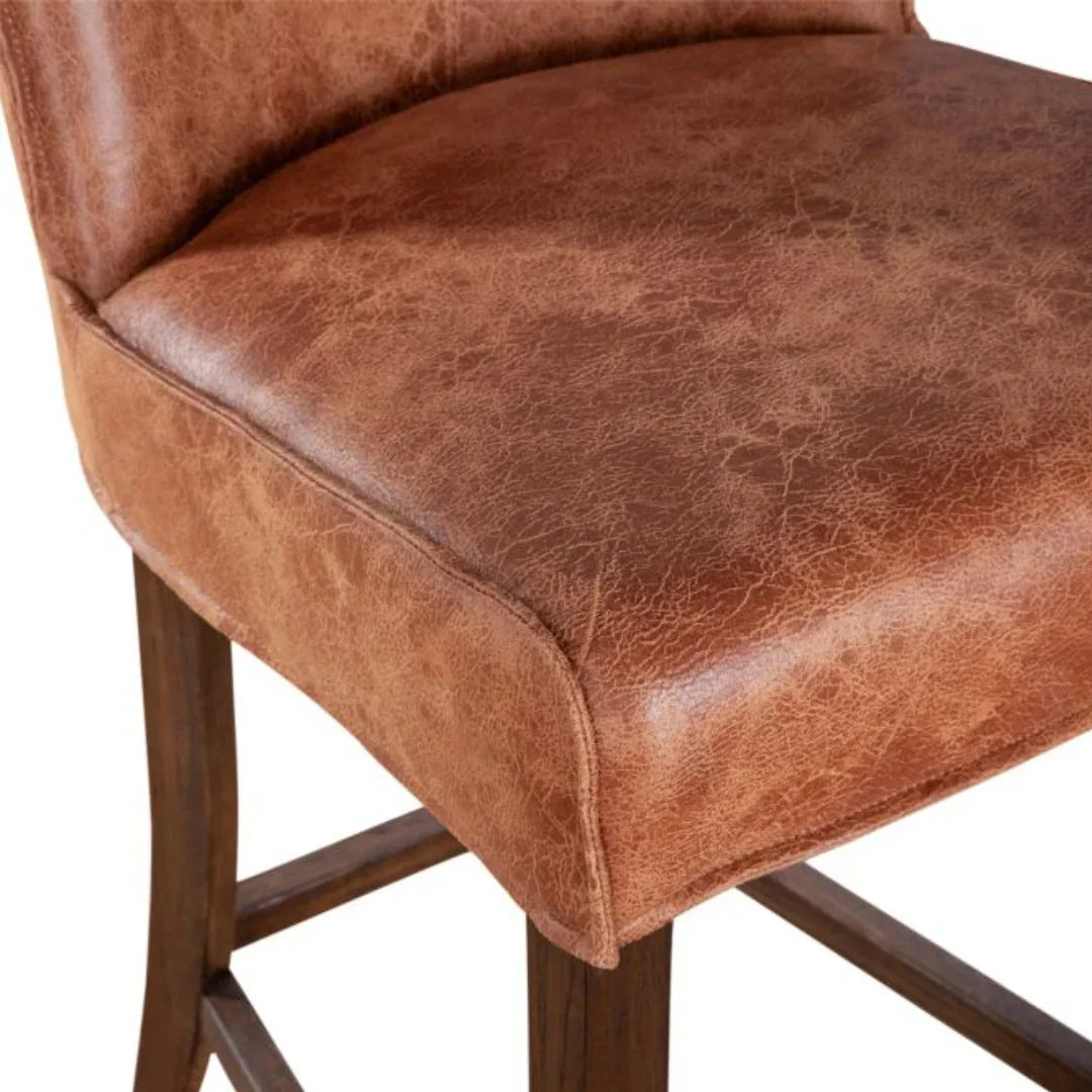 Sgabello rustico in vera pelle Carmel