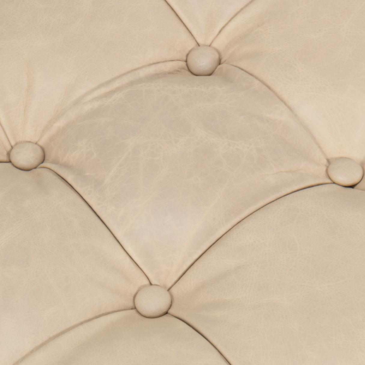 Pouf imbottito in pelle pieno fiore rustica