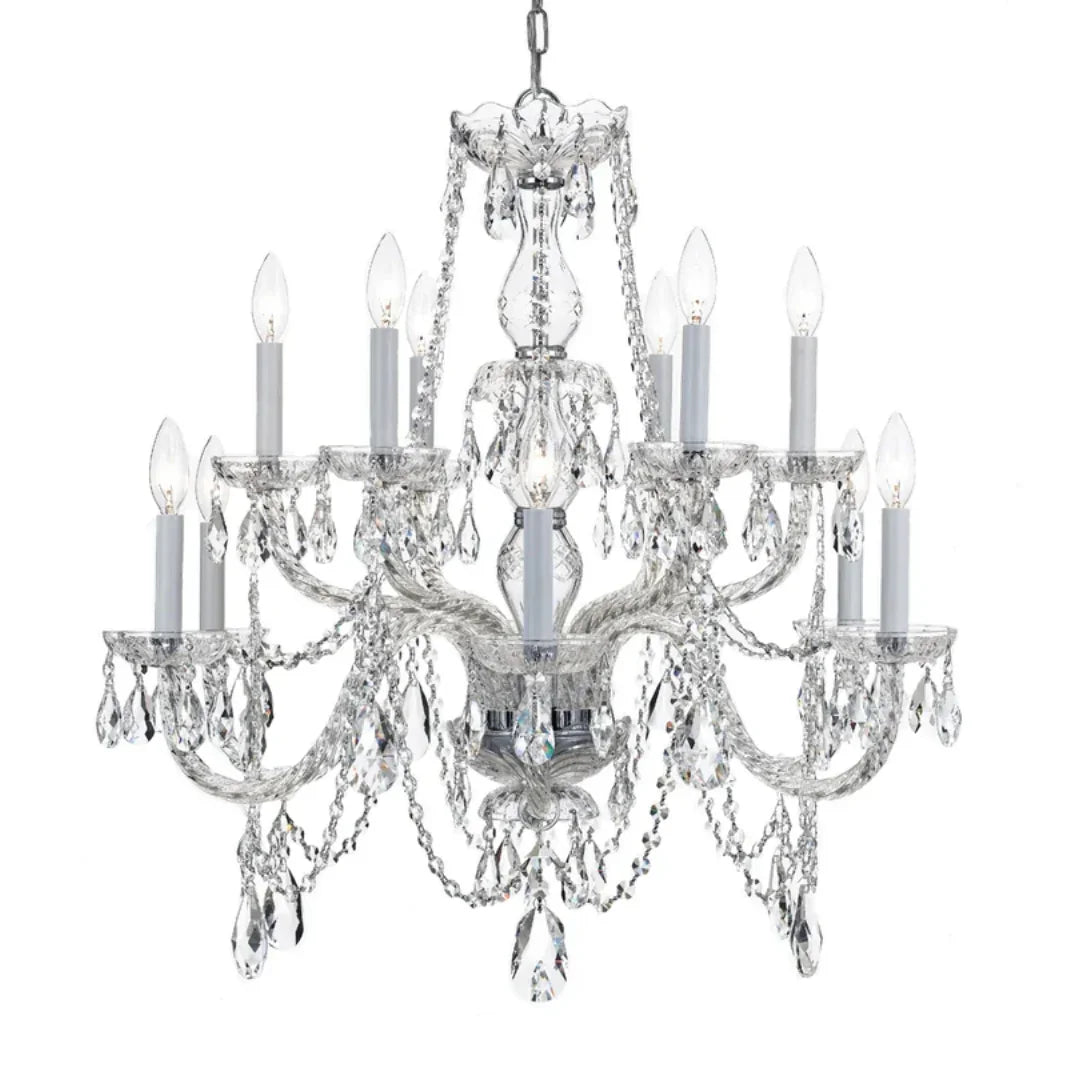 Lampadario di cristallo tradizionale a due livelli