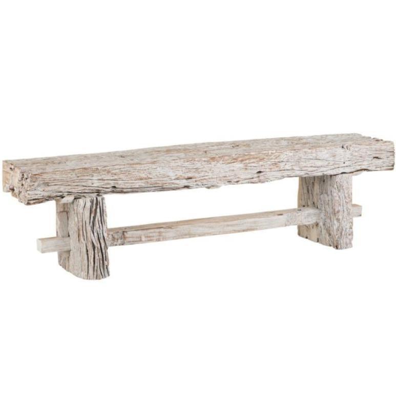 Panca a cavalletto in legno recuperato invecchiato