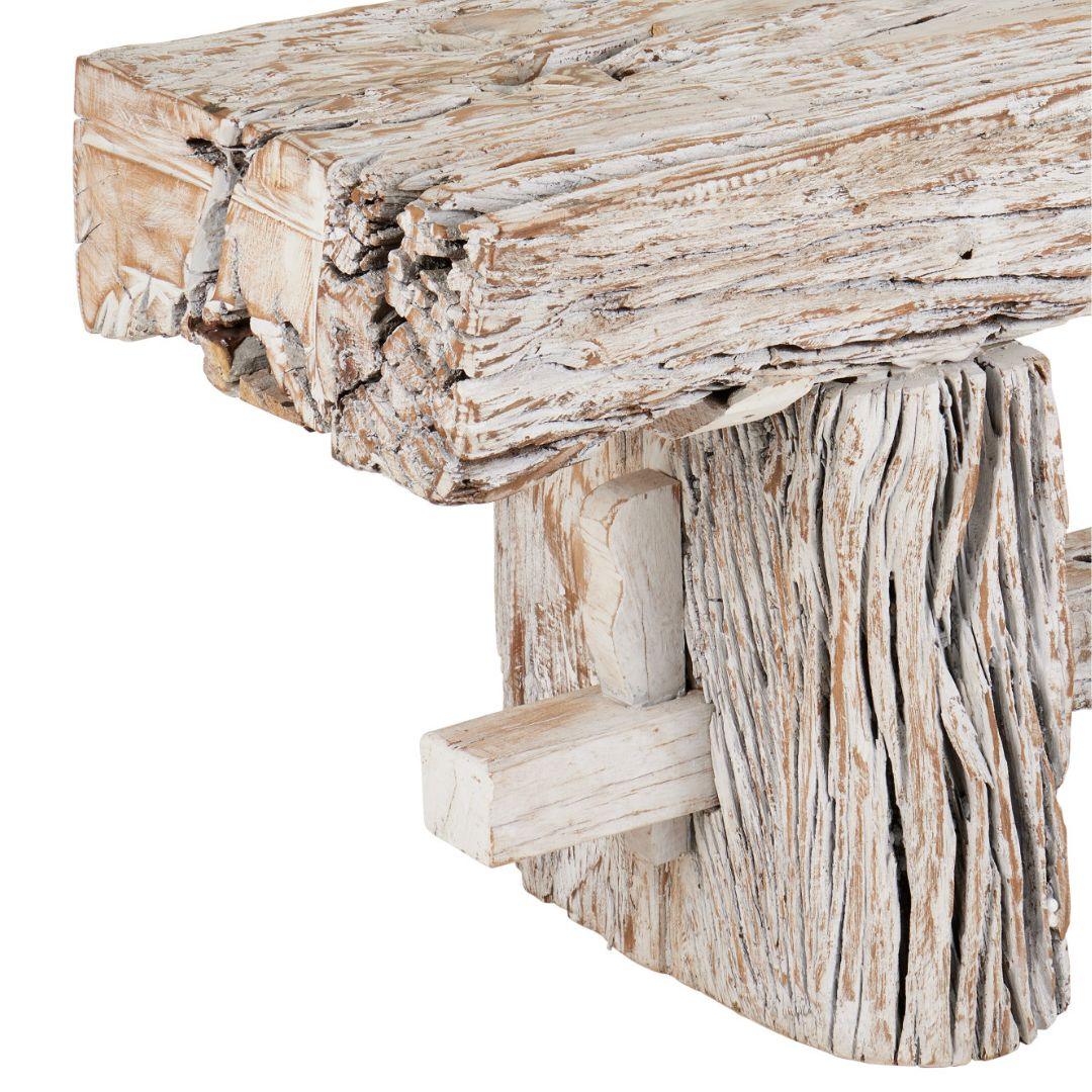 Panca a cavalletto in legno recuperato invecchiato