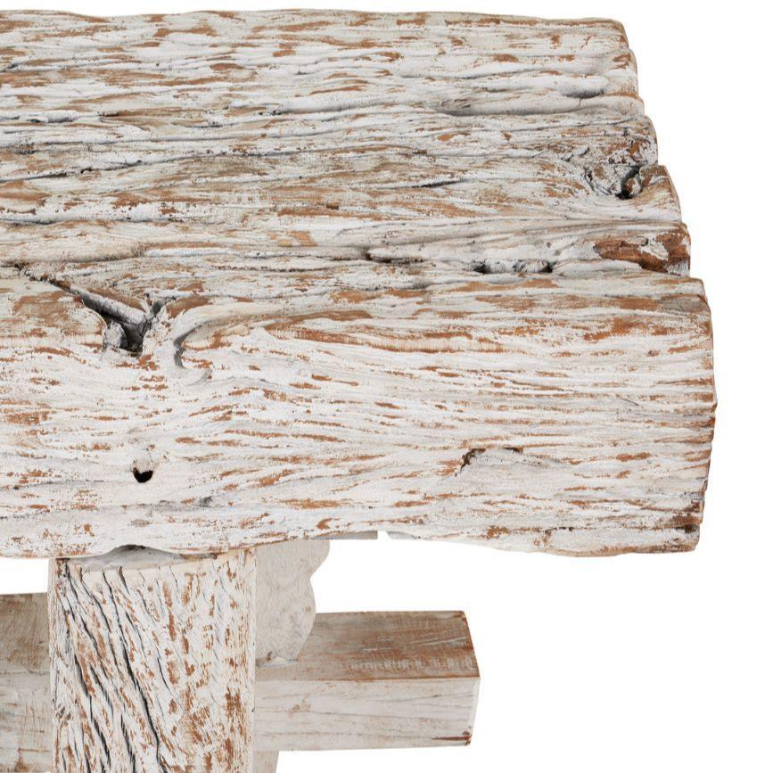 Panca a cavalletto in legno recuperato invecchiato