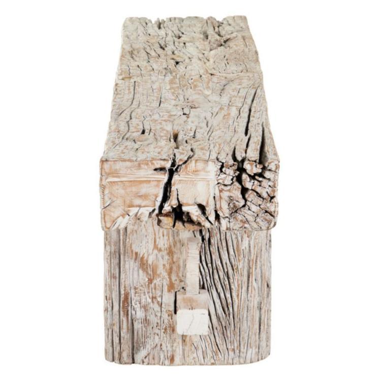 Panca a cavalletto in legno recuperato invecchiato