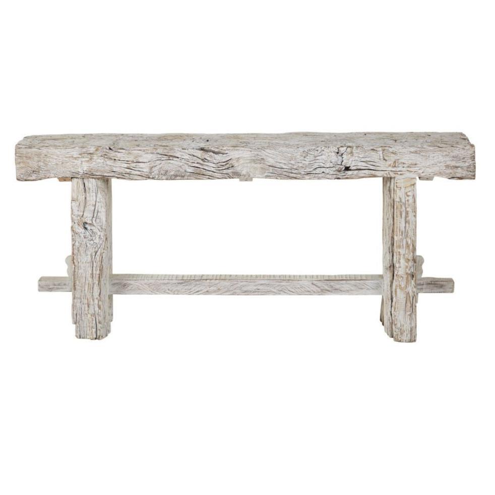 Tavolo consolle a cavalletto in legno di recupero invecchiato