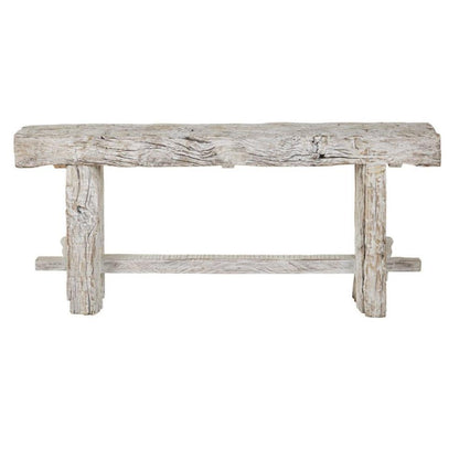 Tavolo consolle a cavalletto in legno di recupero invecchiato