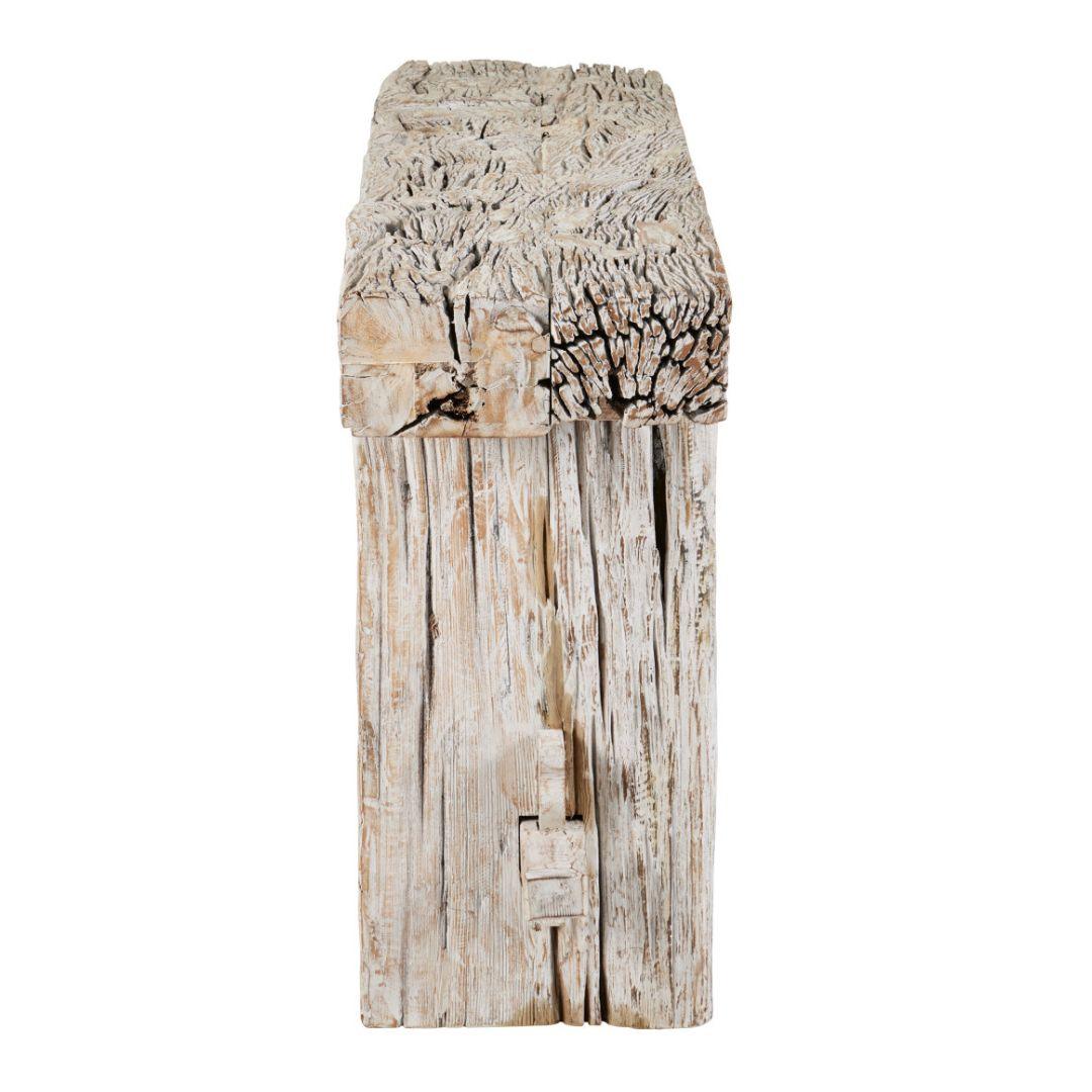 Tavolo consolle a cavalletto in legno di recupero invecchiato