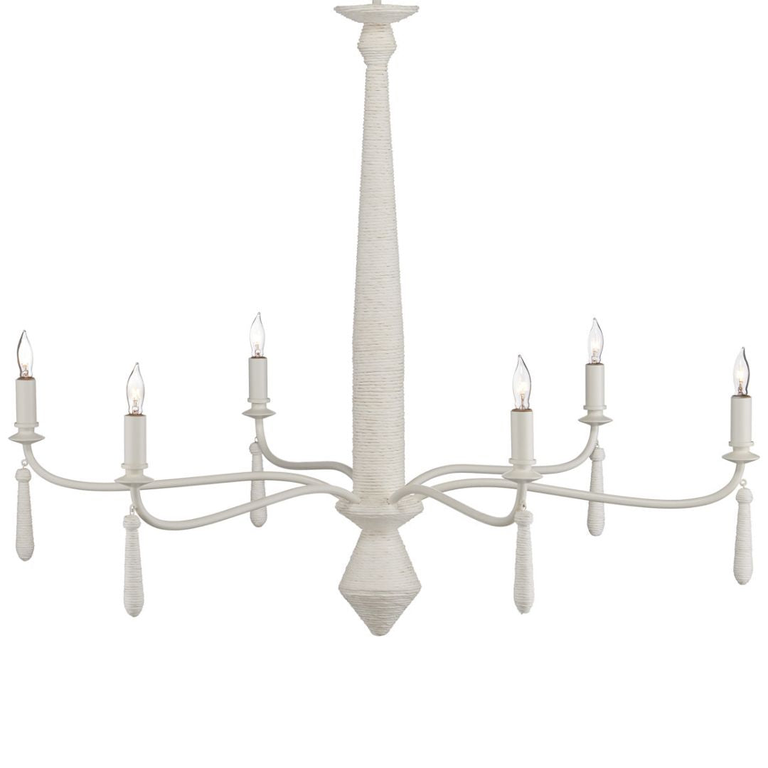 Elegante lampadario in spago francese bianco
