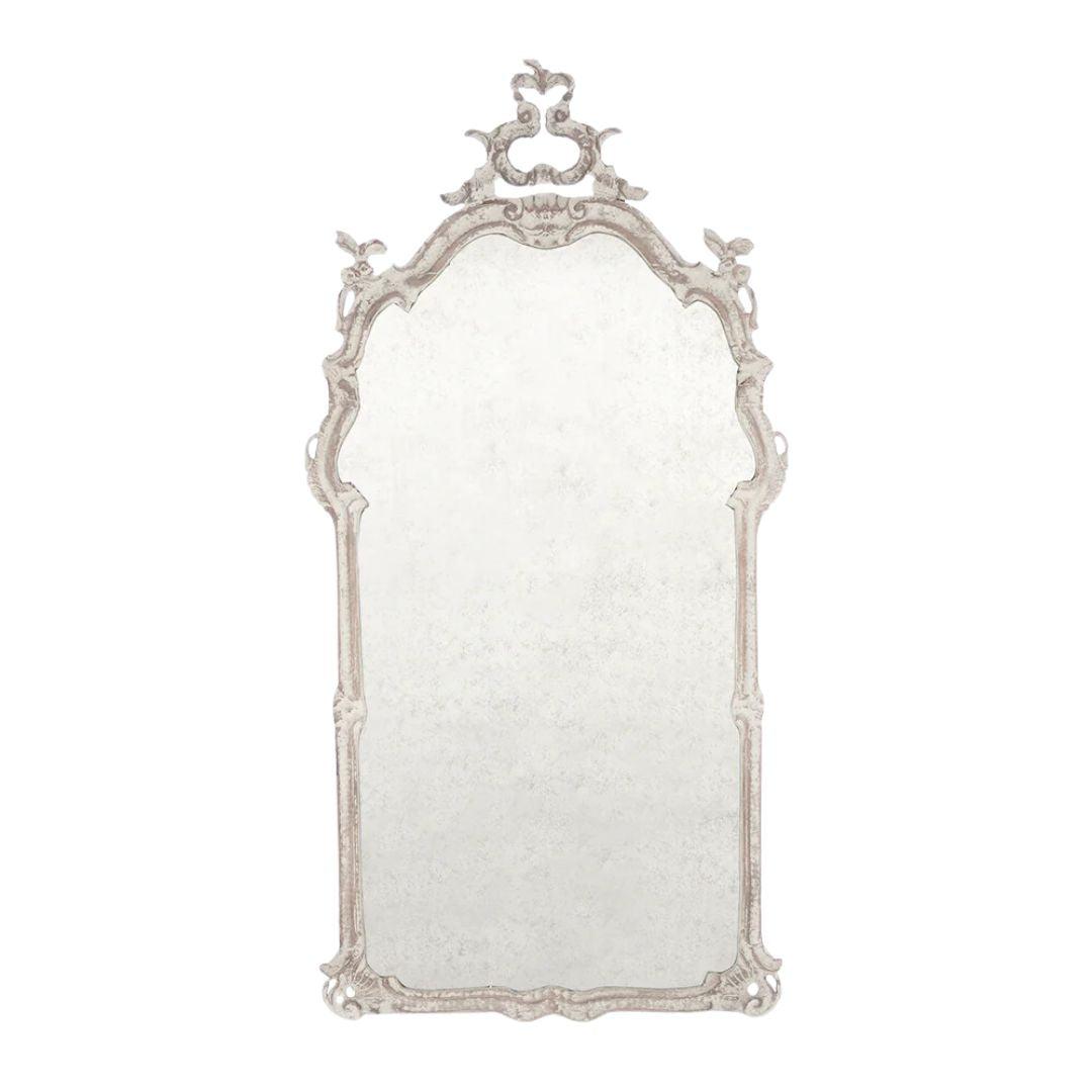 Specchio bianco decorato in stile shabby chic