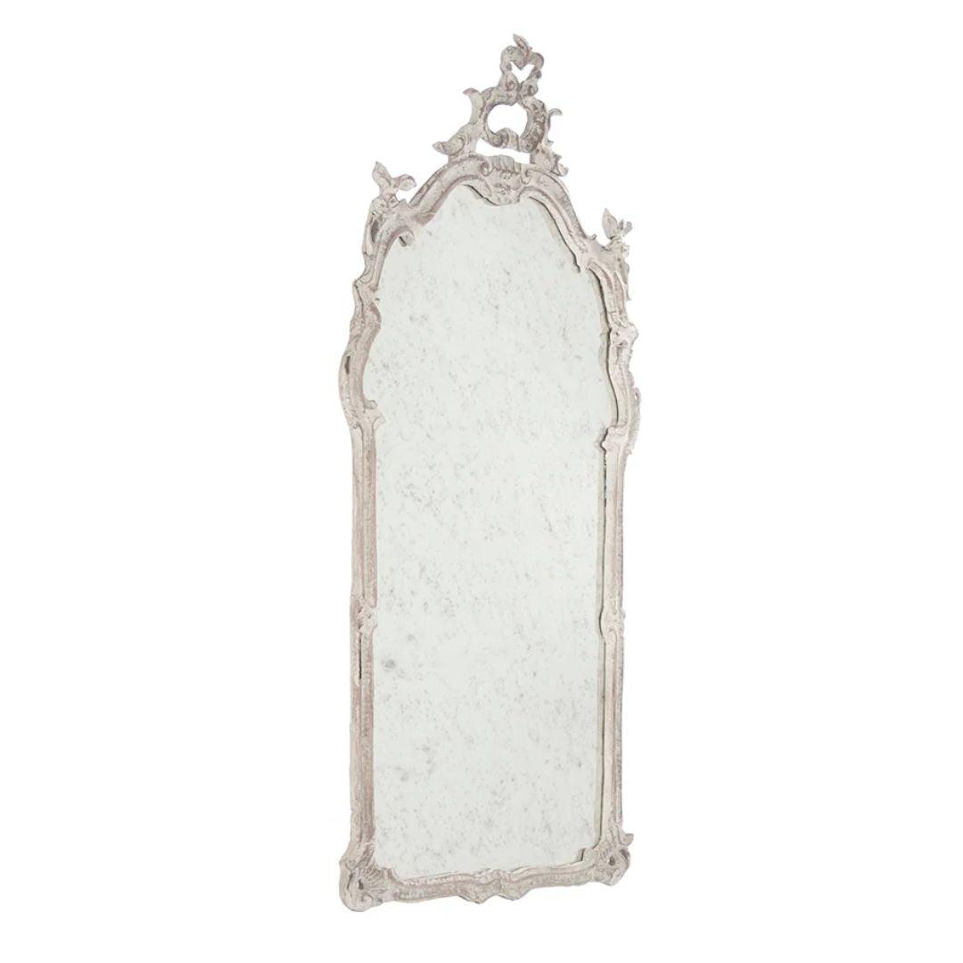 Specchio bianco decorato in stile shabby chic