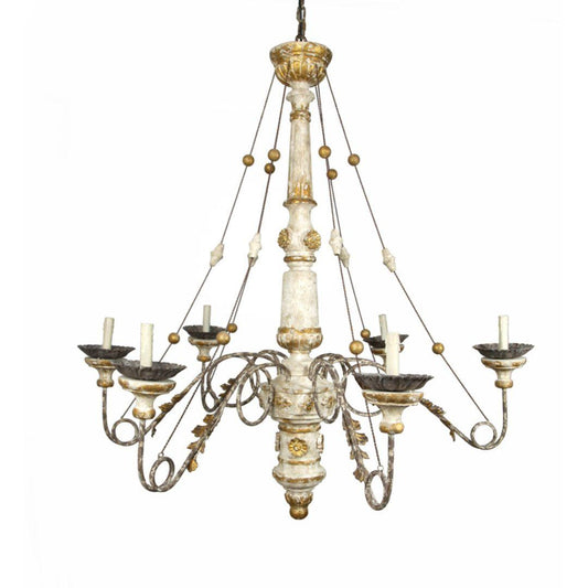 Lampadario in legno drappeggiato francese Valeria