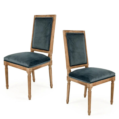 Sedia con schienale quadrato e medaglione francese color verde acqua