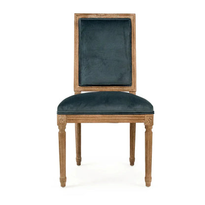Sedia con schienale quadrato e medaglione francese color verde acqua