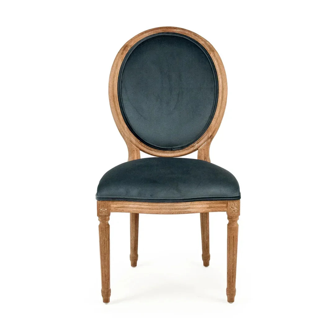 Sedia da pranzo francese con medaglione color verde acqua