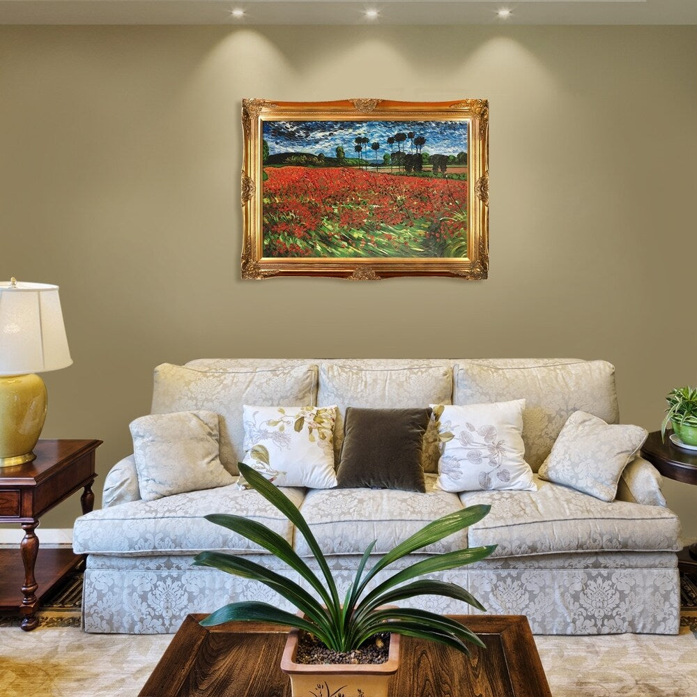 La Pastiche Vincent Van Gogh 'Campo di papaveri' Riproduzione ad olio dipinta a mano