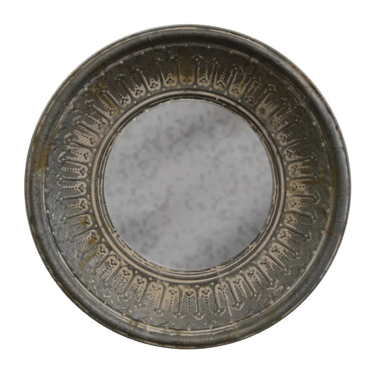 Specchio da parete rotondo in metallo di ispirazione vintage