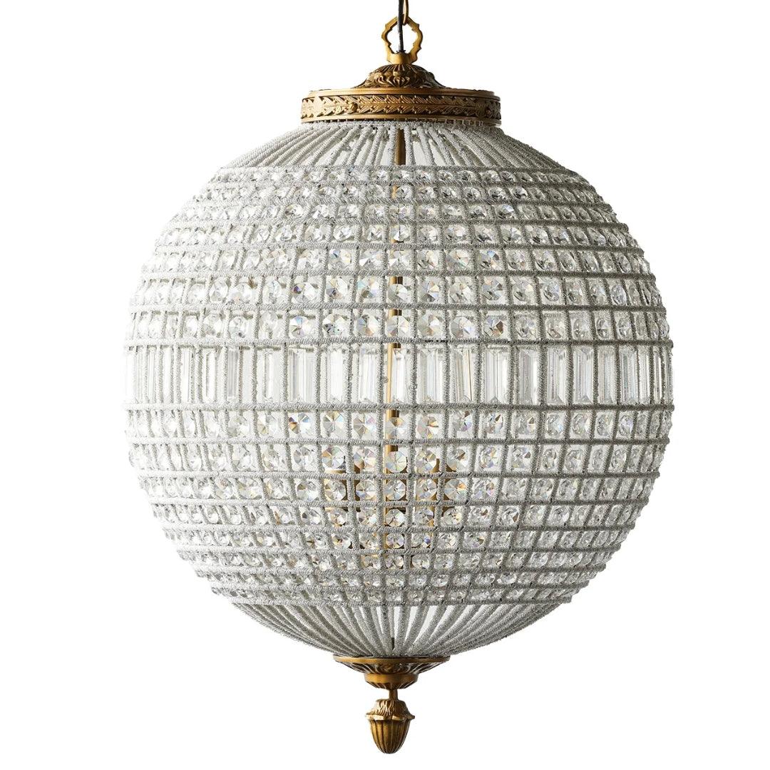 Lampadario vintage a globo di cristallo