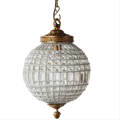 Lampadario vintage a globo di cristallo