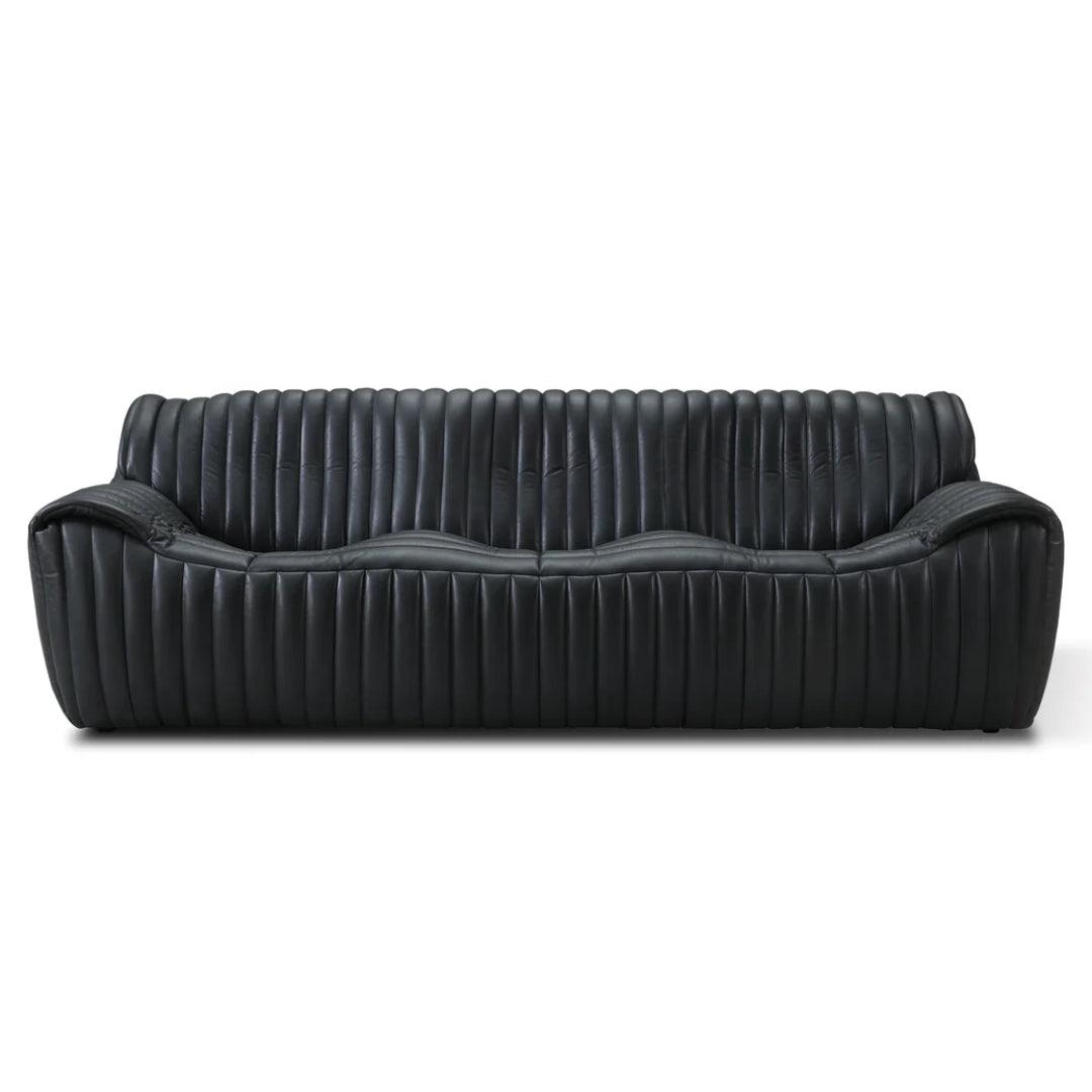 Divano in pelle pieno fiore nero vulcanico