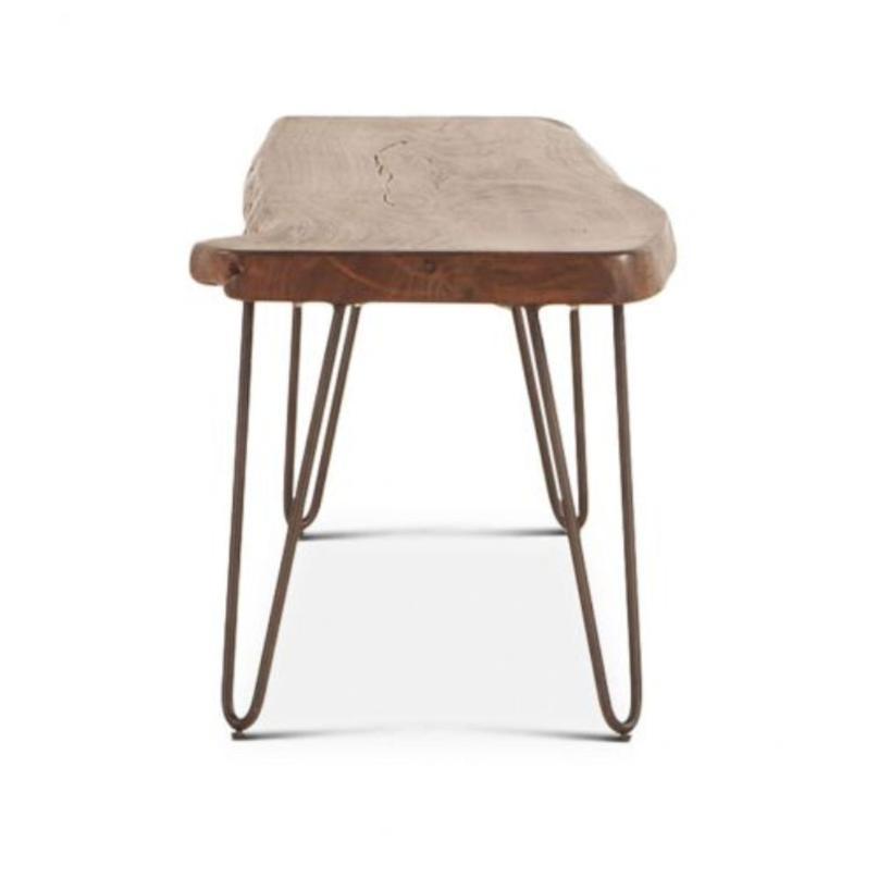 Panca in legno massello di acacia con finitura noce