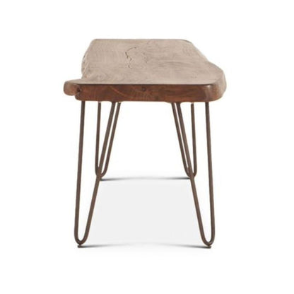 Panca in legno massello di acacia con finitura noce