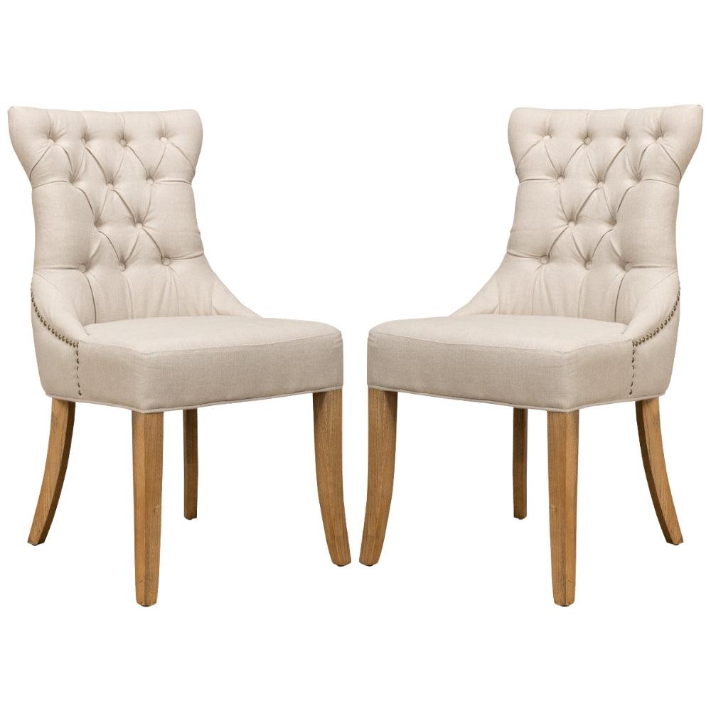 Sedie laterali Sophie in lino bianco - Set di 2