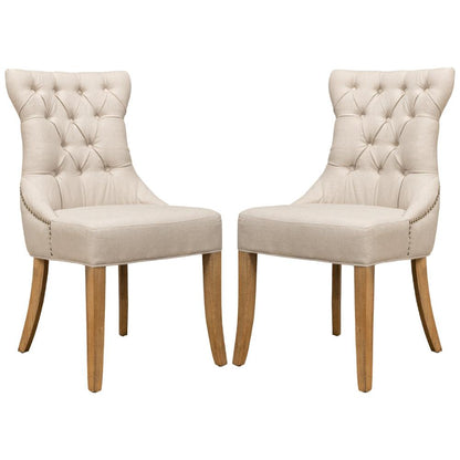 Sedie laterali Sophie in lino bianco - Set di 2