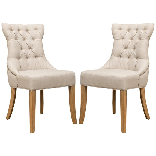 Sedie laterali Sophie in lino bianco - Set di 2