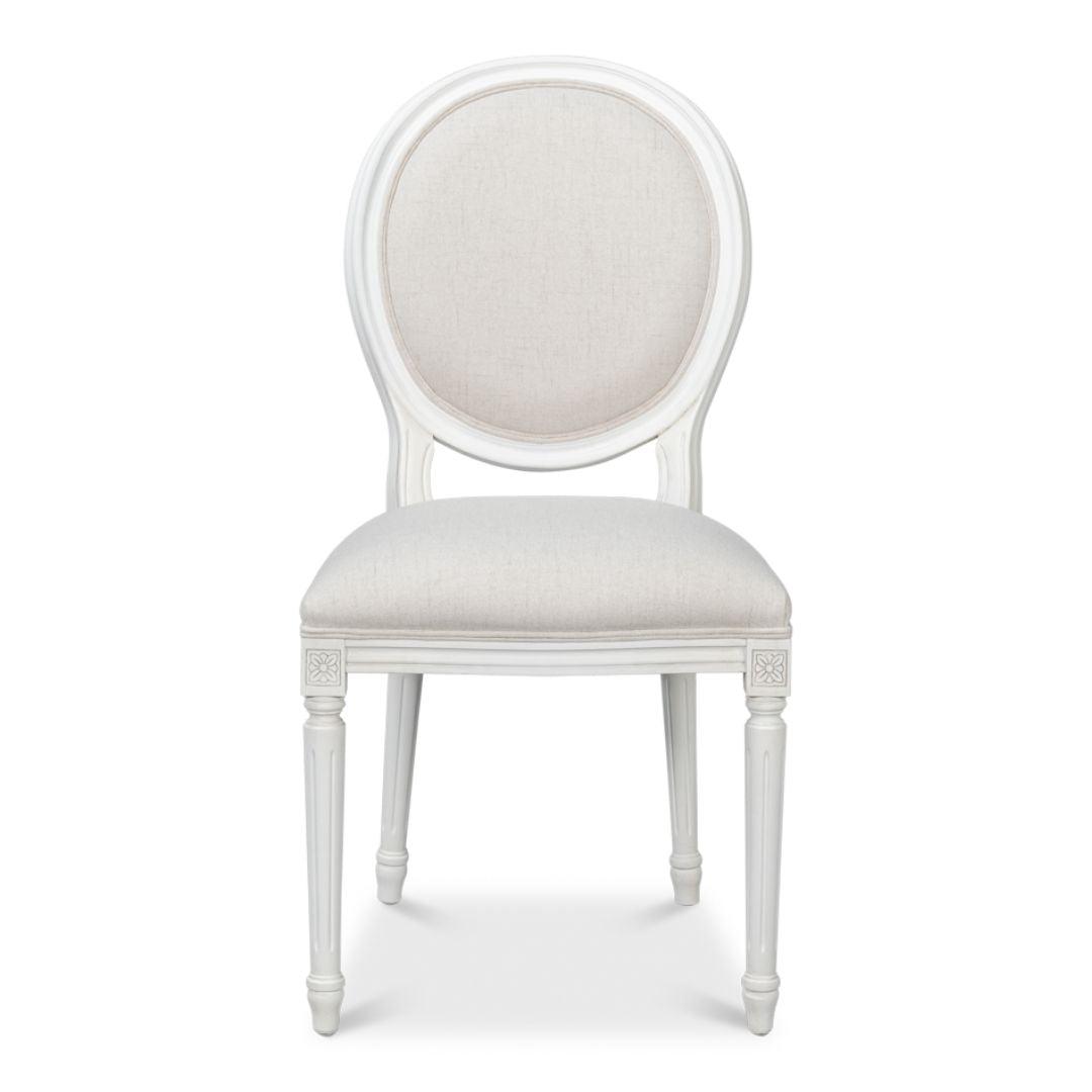 Sedia da pranzo bianca francese con medaglione - Coppia