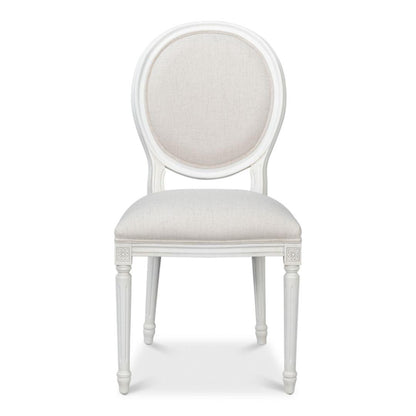 Sedia da pranzo bianca francese con medaglione - Coppia