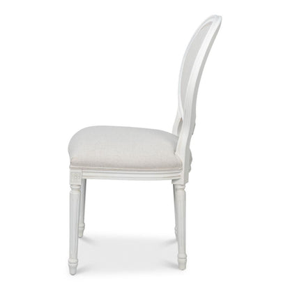 Sedia da pranzo bianca francese con medaglione - Coppia