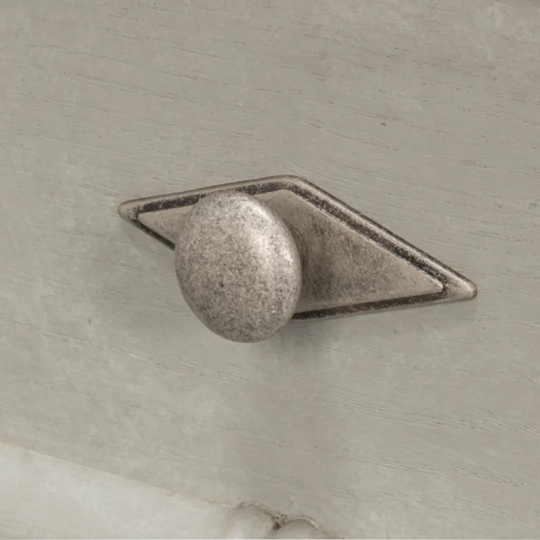 Cassettiera laterale in bambù con piano in porcellana bianca