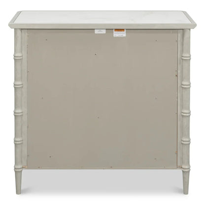 Cassettiera laterale in bambù con piano in porcellana bianca