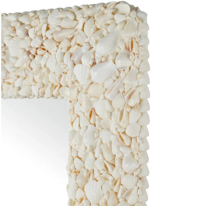 Specchio con texture a conchiglia bianca