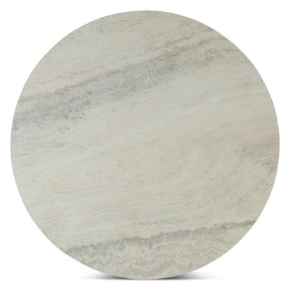 Tavolino da caffè in travertino bianco con base in rovere chiaro