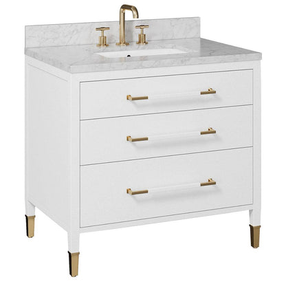 Mobiletto bianco contemporaneo con maniglie in ottone